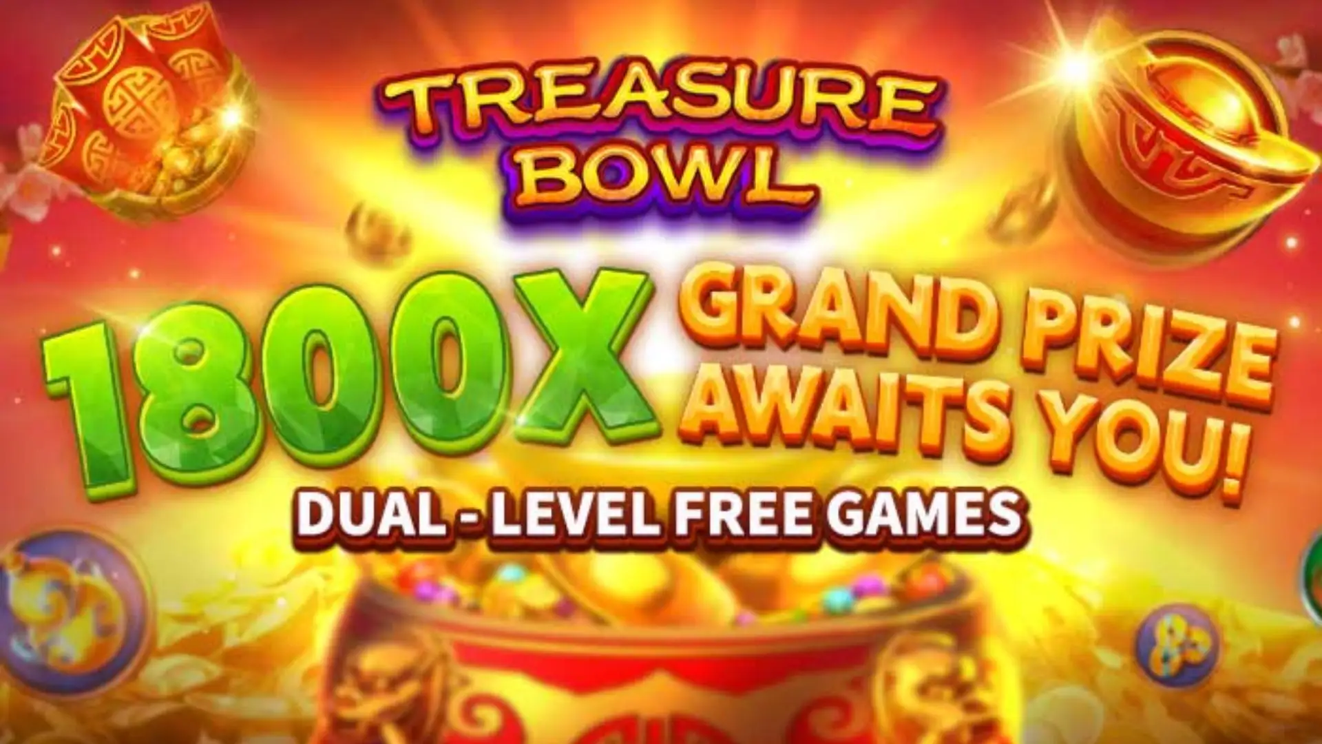 Multiplicadores Treasure Bowl 57e - 7777x Máximo com Tigela Dourada
